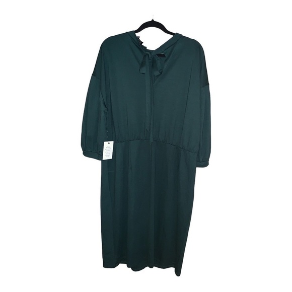ELOQUII NWT size 18 XXL knee length dress plus size green puff sleeves holiday - Picture 9 of 9